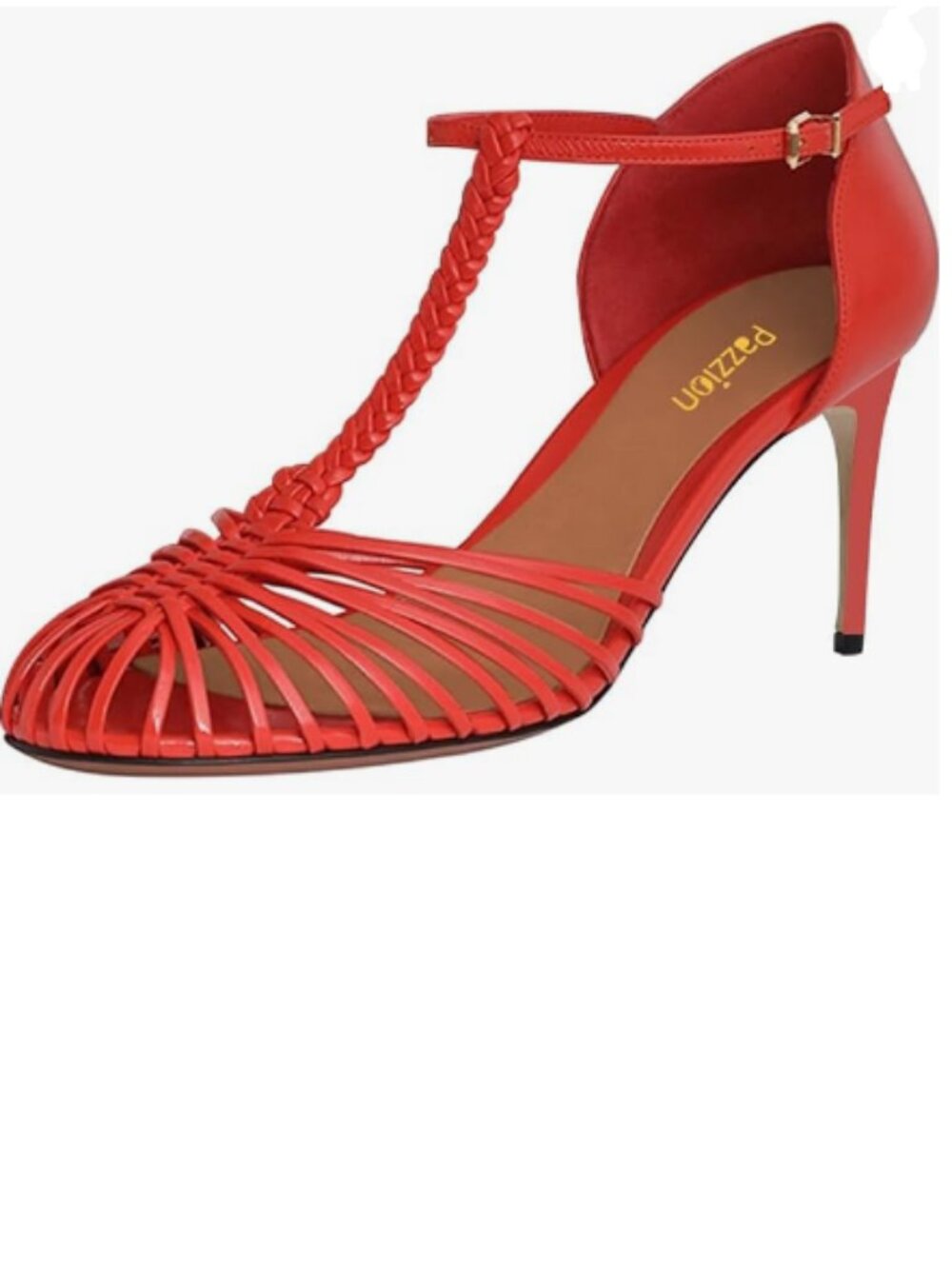 Pazzion Red Cage Toe High Heel Pumps Ankle T-Strap Buckles Stilettos Sandals